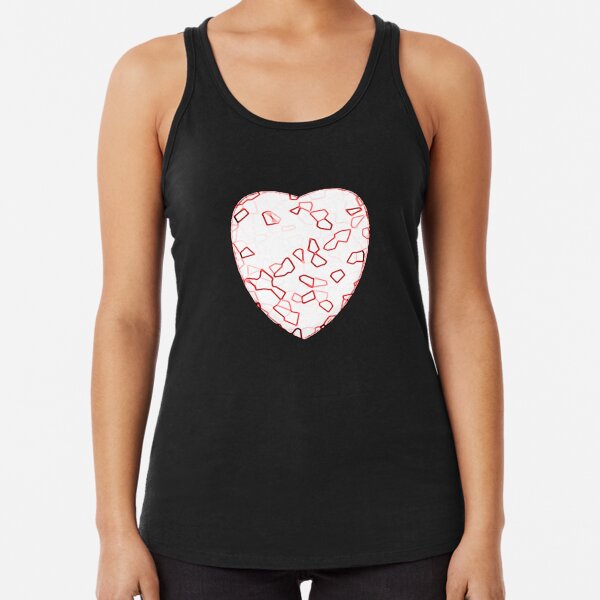 Stylised Red & White Heart Racerback Tank Top