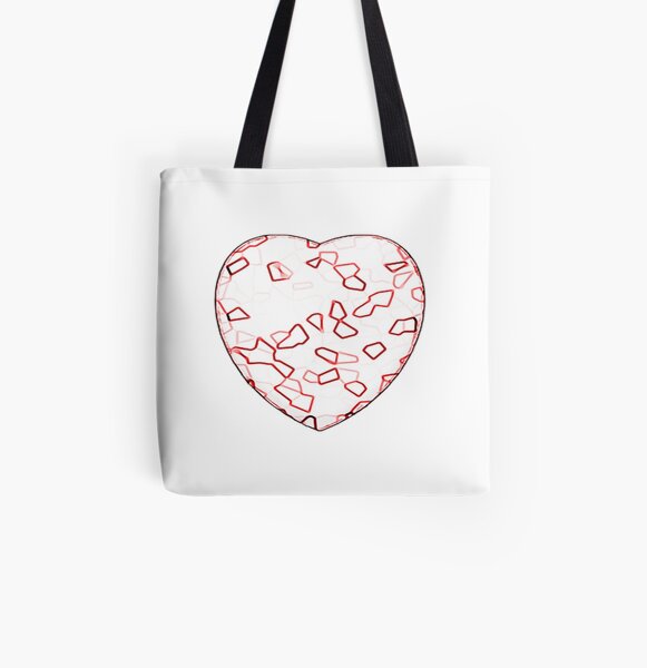 Stylised Red & White Heart All Over Print Tote Bag