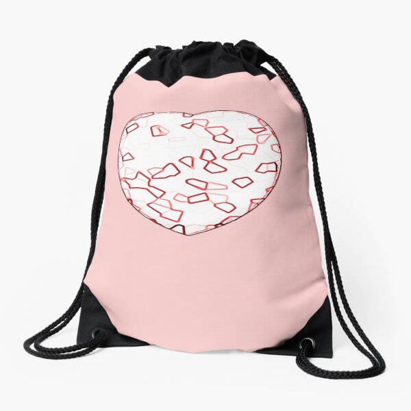 Stylised Red & White Heart Drawstring Bag