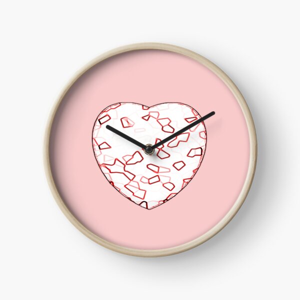 Stylised Red & White Heart Clock