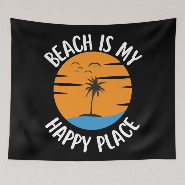 Item preview, Beach Happy Place Typography Beach Quotes For Happiness designed and sold by chetan786.