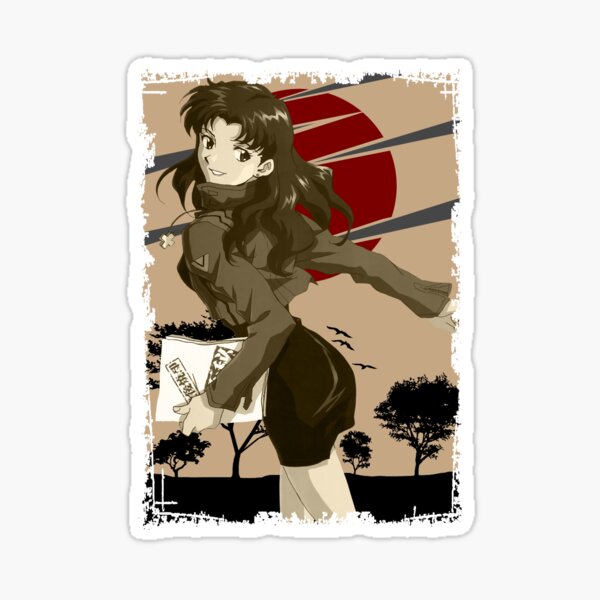 Misato Katsuragi Neon Genesis Evangelion Shinseiki Evangerion Retro Landscape Design Sticker