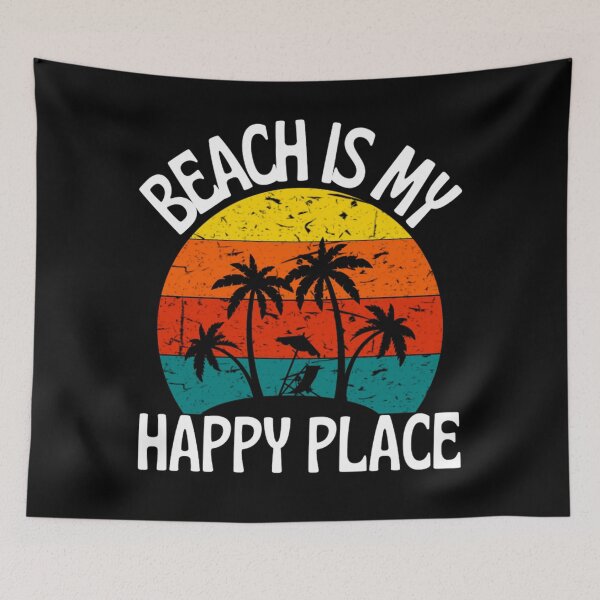 Item preview, Beach Happy Place Typography Beach Quotes For Happiness designed and sold by chetan786.