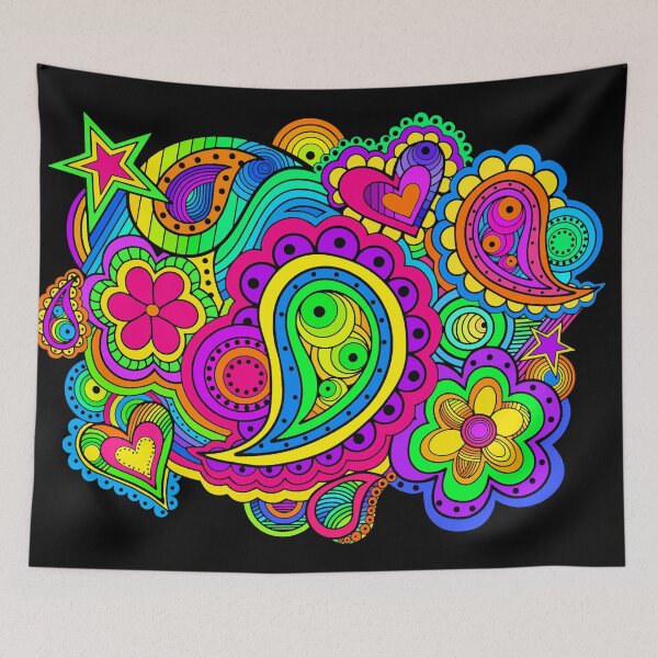 Item preview, Abstract hand drawn Psychedelic  Tie Dye Boho Art designed and sold by Alondra.