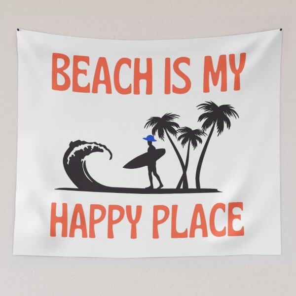 Item preview, Beach Happy Place Typography Beach Quotes For Happiness designed and sold by chetan786.