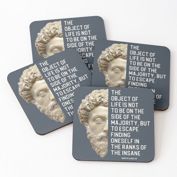Item preview, Marcus Aurelius quote about the majority and the insane, plus statue portrait designed and sold by Ofeefee.