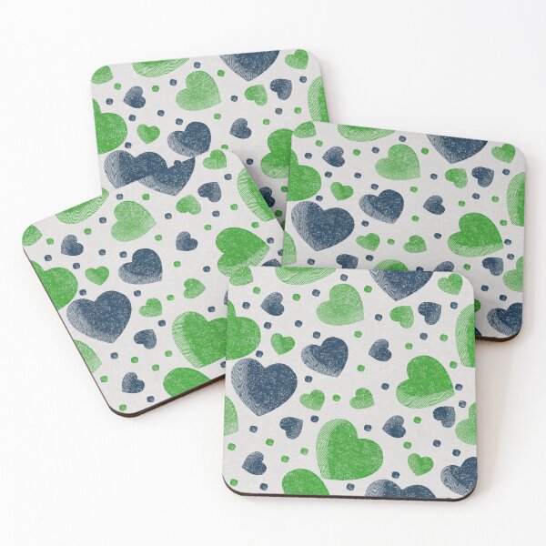 Item preview, Gritty Hearts blue and green designed and sold by Veata.