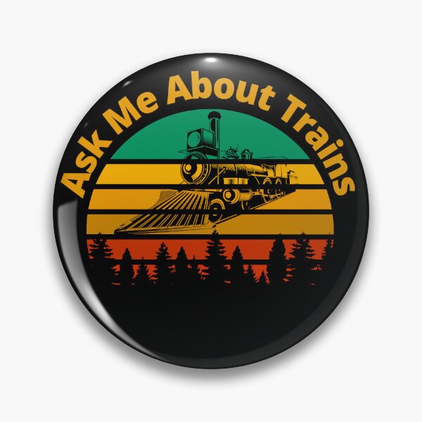 Item preview, Ask Me About Trains Retro Sunset Steam Engine Railroad, designed and sold by TheTrainRoom.