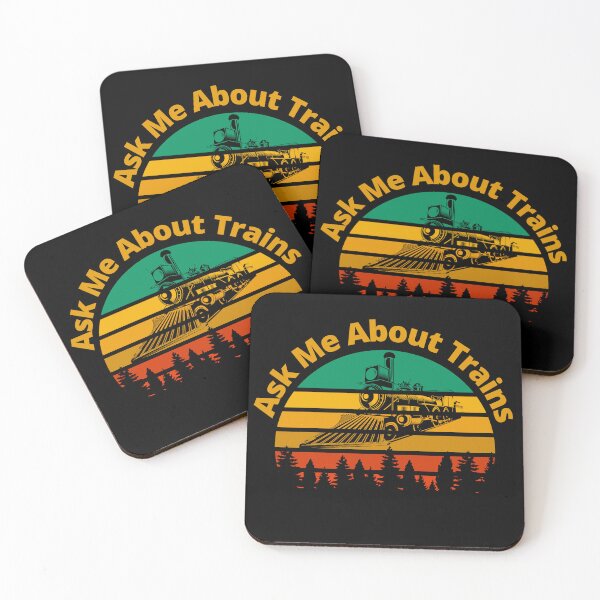 Item preview, Ask Me About Trains Retro Sunset Steam Engine Railroad, designed and sold by TheTrainRoom.
