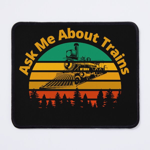 Item preview, Ask Me About Trains Retro Sunset Steam Engine Railroad, designed and sold by TheTrainRoom.