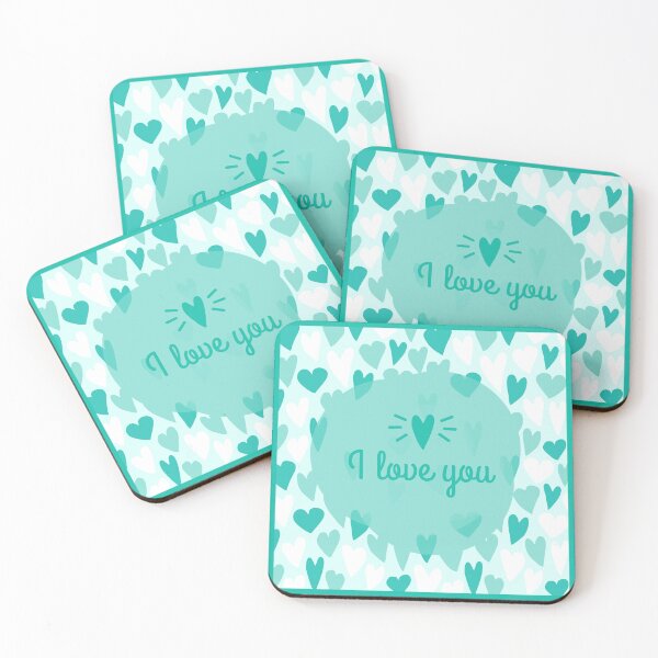 Item preview, I Love You! Hearts Pattern (Aqua on Aqua) designed and sold by PawsitiveMum.