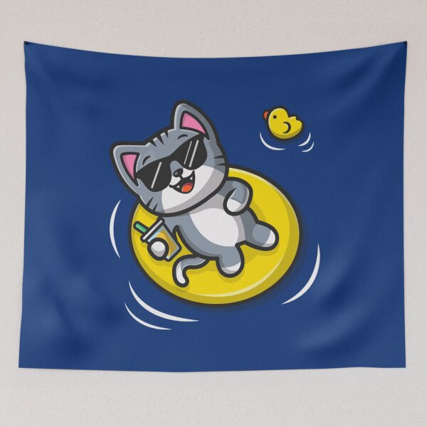Item preview, Beach T-ShirtCute Cat Floating With Swimming Tires T-Shirt_by Catalyst Stuff_ designed and sold by shophanhanh.