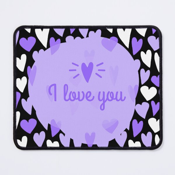 Item preview, I Love You! Hearts Pattern (Purple on Black) designed and sold by PawsitiveMum.
