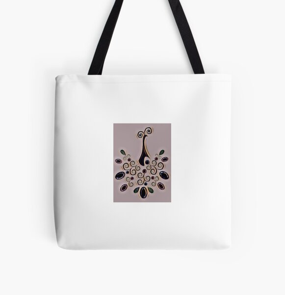 Peacock pattern All Over Print Tote Bag