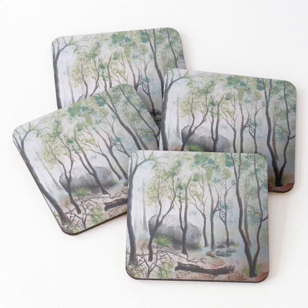 Item preview, Boulder in the misty forest designed and sold by bluegumleaf.