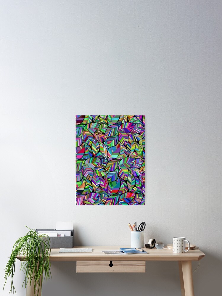 Thumbnail 2 of 3, Poster, Brightly Colored Leaves Pattern designed and sold by clothstudios.