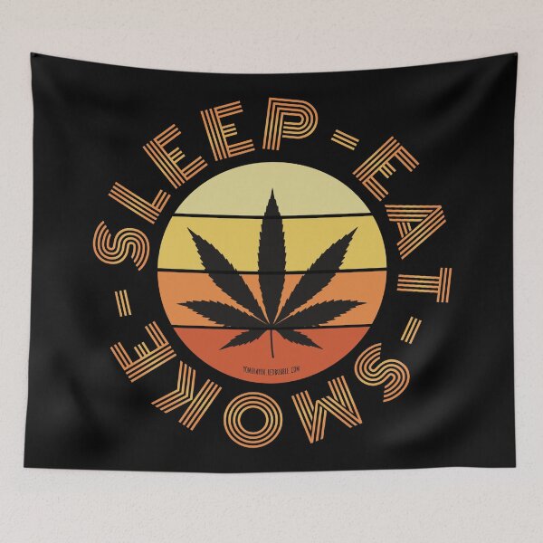 Item preview, Retro Vintage Sunset Orange Pot leaf-Eat sleep smoke repeat  designed and sold by YomeHayin.