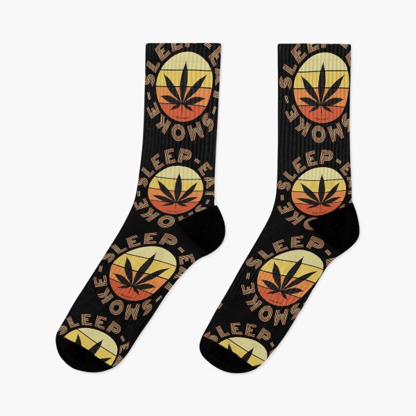 Item preview, Retro Vintage Sunset Orange Pot leaf-Eat sleep smoke repeat  designed and sold by YomeHayin.