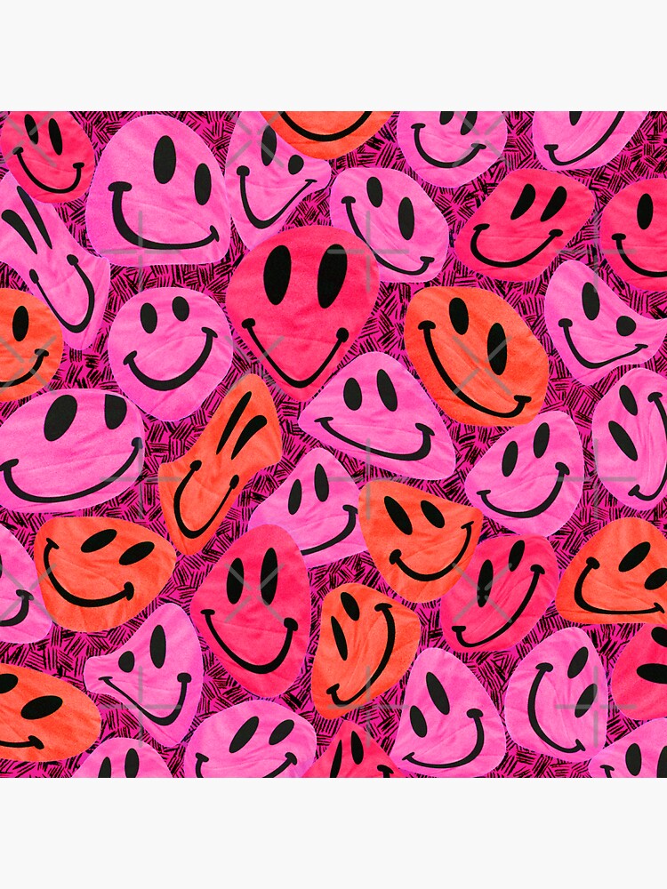 Large Pink and Red Vsco Smiley Face Pattern - Preppy Aesthetic Wrapping  Paper by Aesthetic Wall Decor by SB Designs