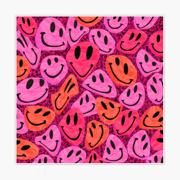 Large Pink and White Smiley Face - Preppy Aesthetic Decor Water