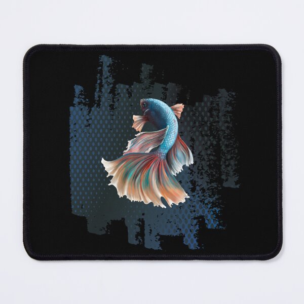 Item preview, Betta Fish Blue with Rainbow Tail on Blue designed and sold by Trinket-Trickster.