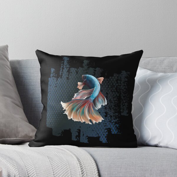 Item preview, Betta Fish Blue with Rainbow Tail on Blue designed and sold by Trinket-Trickster.