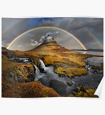 Rainbow over Kirkjufell Poster