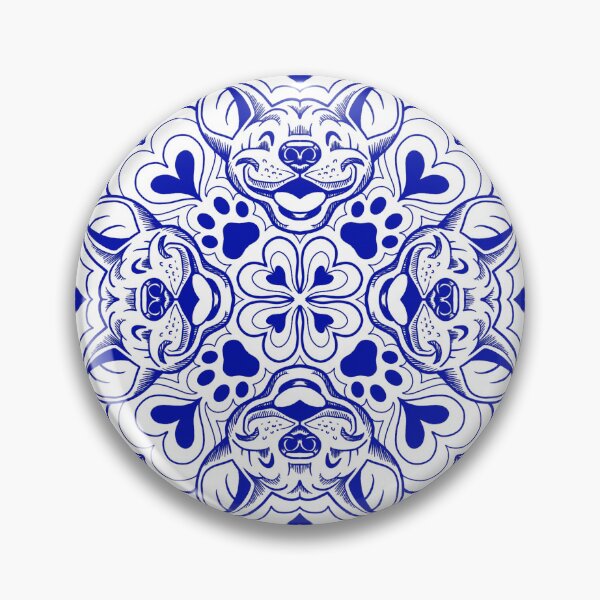 Item preview, Delft Blue Frenchie Mandala designed and sold by FruitoftheDoom.