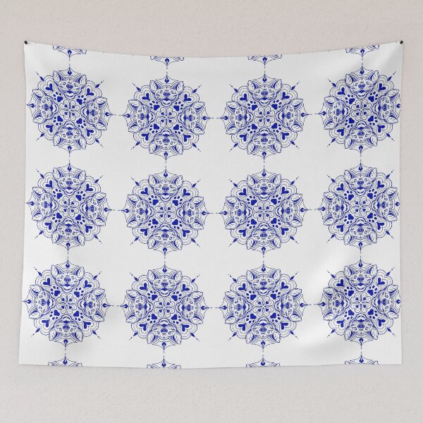Item preview, Delft Blue Frenchie Mandala designed and sold by FruitoftheDoom.