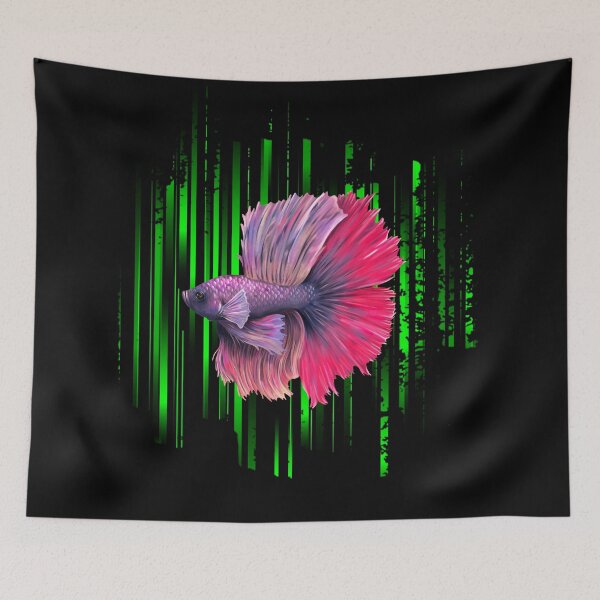 Item preview, Betta Fish Purple and Pink Green Stripes designed and sold by Trinket-Trickster.