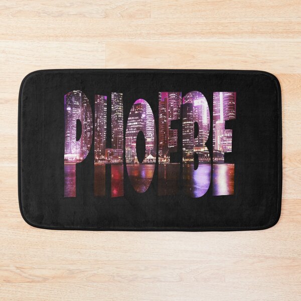 Item preview, Phoebe name text with cityscape and water reflection at night designed and sold by Areashor.
