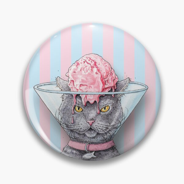 Item preview, Gato en un cono de helado de rayas de vergüenza designed and sold by Bewilderbeestly.