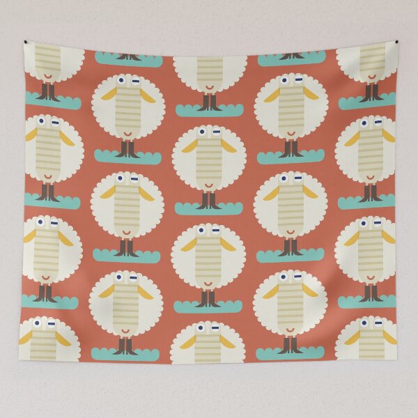 Item preview, Sheep in the meadow red designed and sold by AnnaPedren.