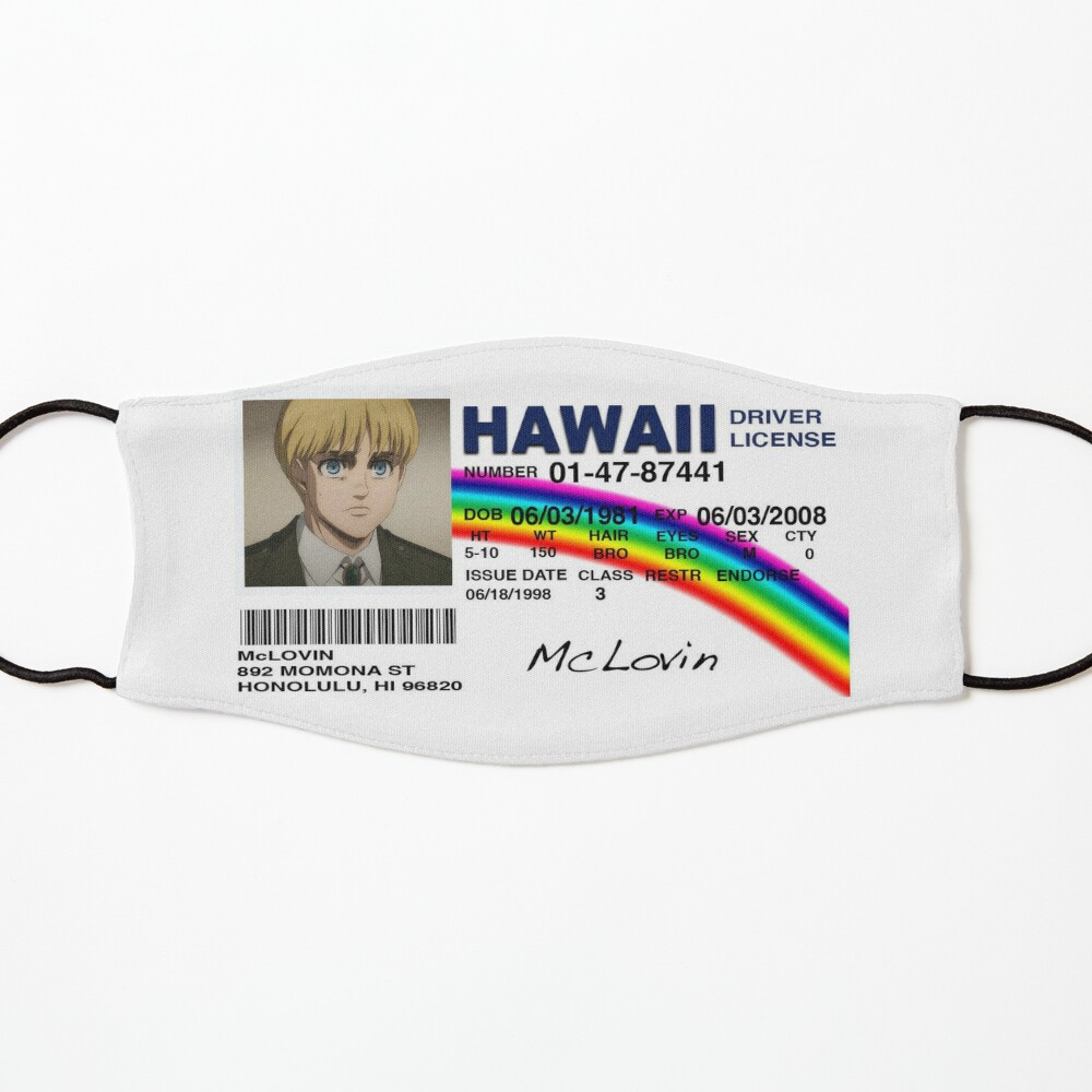 Armin Arlert Mclovin Parody Funny Attack On Titan Aot Shingeki No Kyojin Meme Mask For Sale By Otakuzaki Redbubble