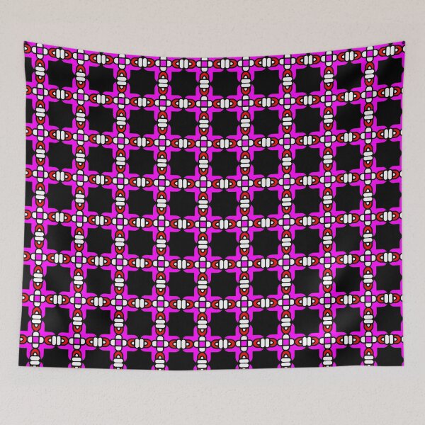 Item preview, A seamless repeat pattern of black rectangles and pink lines designed and sold by tabishere.