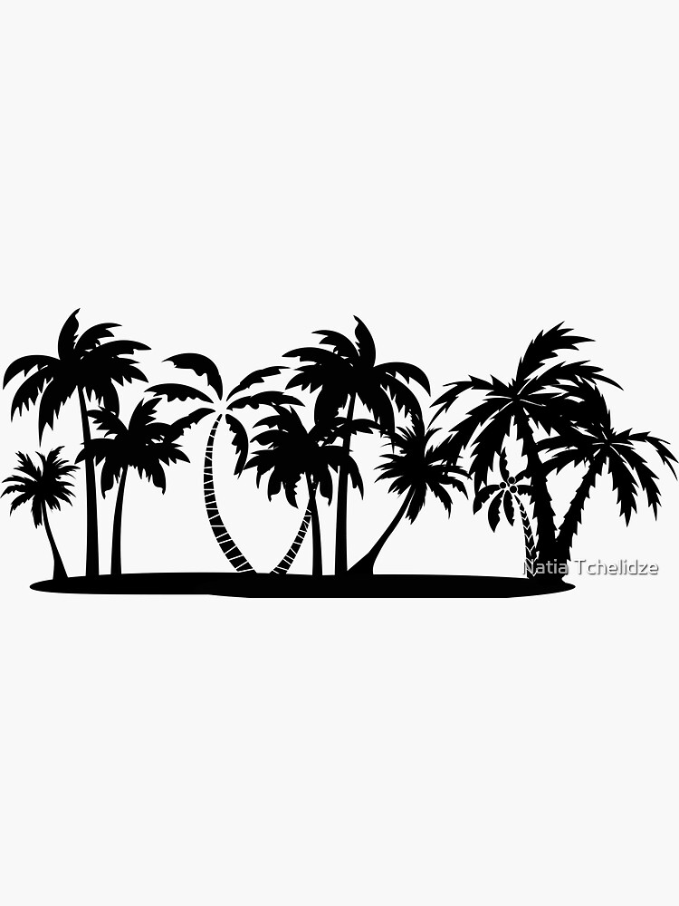 Palm Trees Illustration. Tropical Palm Trees Sticker for Sale by Natia  Tchelidze