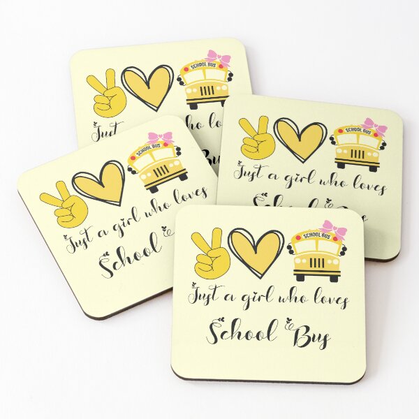 Item preview, Just A Girl Who Loves School Bus Love Peace Pink Bow School Yellow Bus designed and sold by Dr.YesOrNo.