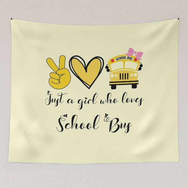 Item preview, Just A Girl Who Loves School Bus Love Peace Pink Bow School Yellow Bus designed and sold by Dr.YesOrNo.