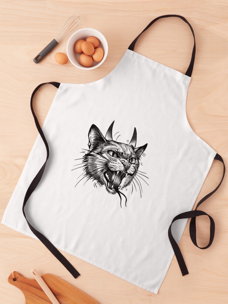 Thumbnail 1 of 6, Apron, Devil cat designed and sold by thepandemonium.