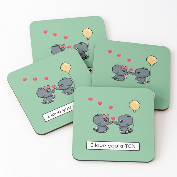 Item preview, Elephant Valentines Day Cute Kawaii Pixel Art: I love you a TON designed and sold by Pixe11y.