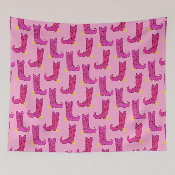 Item preview, Preppy Room Decor -	cowgirl boots Pattern on pink designed and sold by Shop Your Aesthetic.