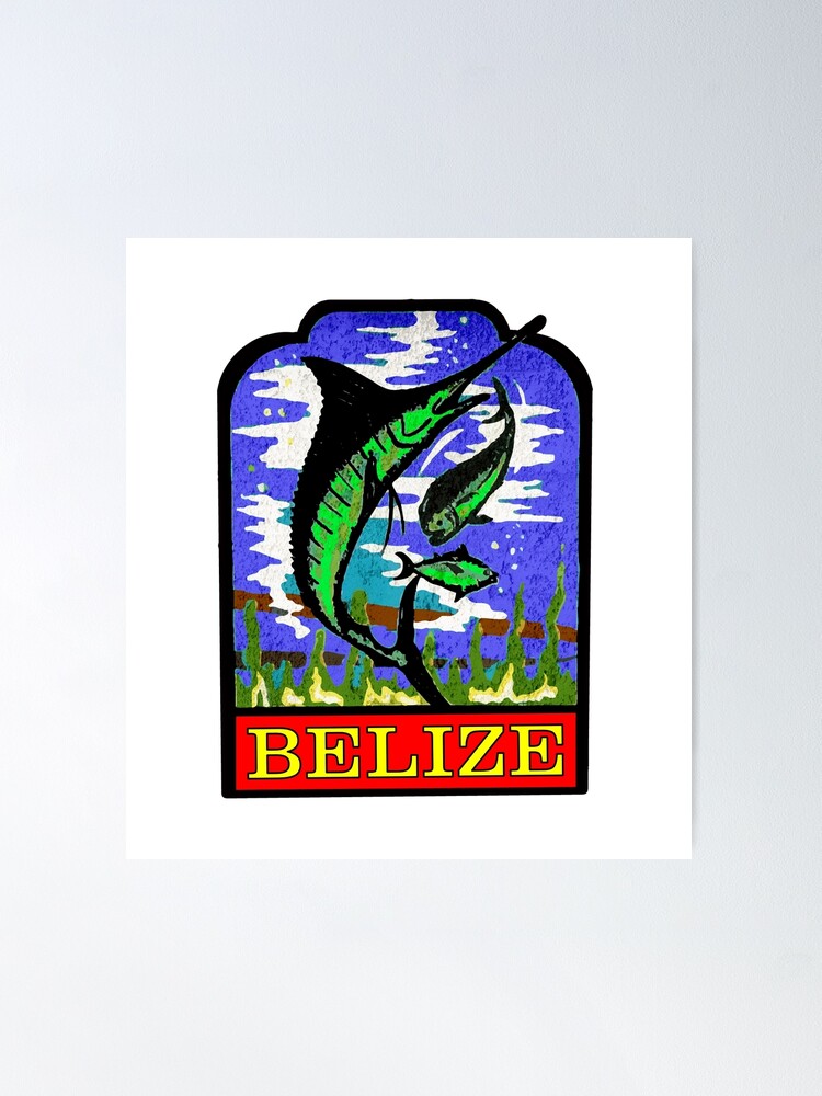 BELIZE CARIBBEAN SEA VACATION TRAVEL FISHING DEEP SEA VINTAGE MARLIN  Poster for Sale by MyHandmadeSigns