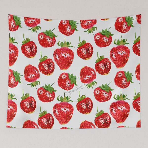 Item preview, Delightful strawberry pattern- handpainted watercolor artwork  designed and sold by magnoliART botanical_kata.