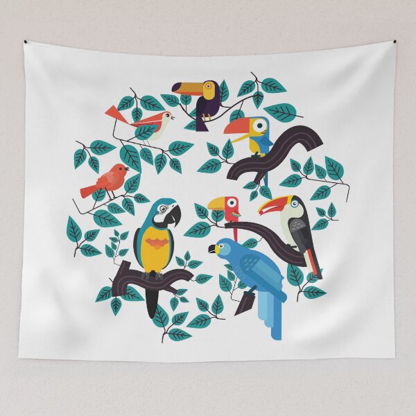 Aperçu de l'œuvre Des oiseaux avec des feuilles d'arbre ! Conception des motifs créée et vendue par 7-Studio.