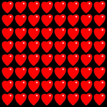 Artwork thumbnail, Red Heart Shaped Pattern In Rows With White Background by Bowbubble