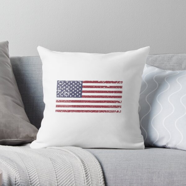 Vintage Look Stars and Stripes American Flag Throw Pillow