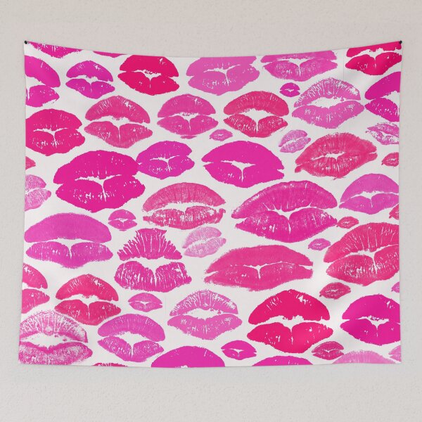 Item preview, Preppy Room Decor -	Preppy Pink, Red lips repeat Pattern designed and sold by Shop Your Aesthetic.