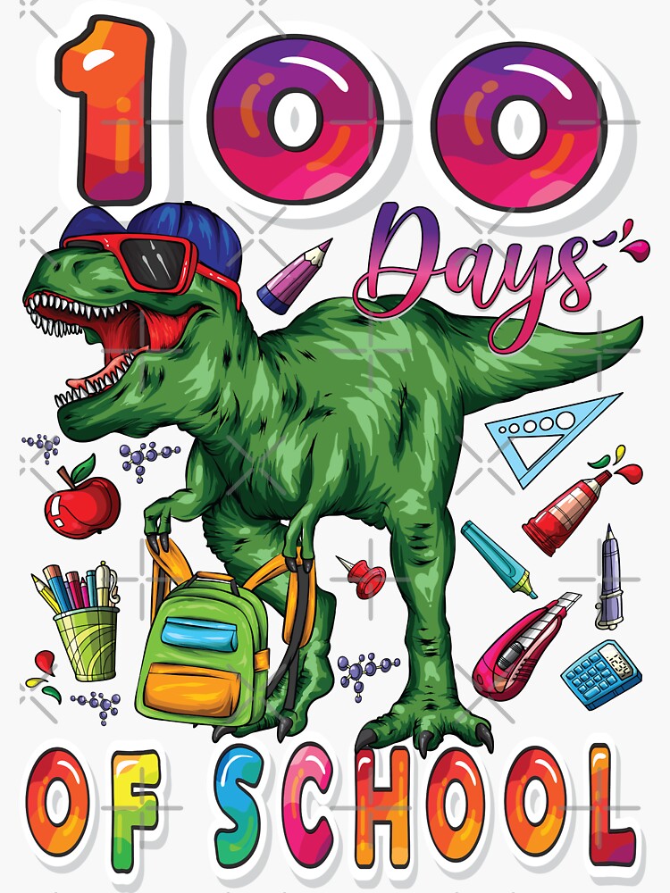 Pegatina Camiseta De 100 Días De Escuela Dinosaurio 100 Días Más Inteligente 100 º Día De