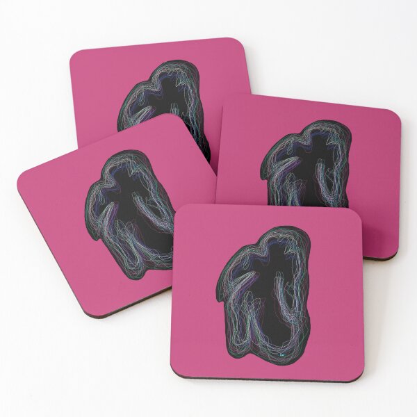 Item preview, Black neon silhouette (patterns, pink background) designed and sold by MentaLee.