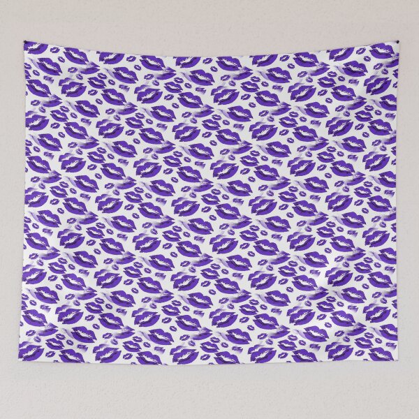 Item preview, Two Kisses Collided Midnight Blue Lips Pattern On White Background designed and sold by taiche.